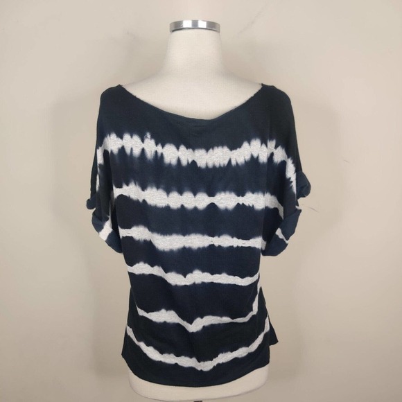 Bebe Top Tie Dye Short Sleeve Loose Fit Stretch Knit Shirt - Picture 7 of 8